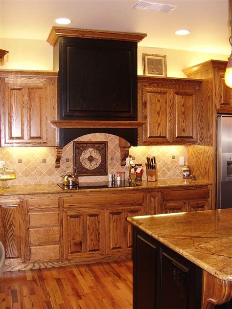 Kitchen cabinet stain colors elegant kitchen backsplash glass tiles. Scott River Custom Cabinets: Dark Stained Oak with Painted ...