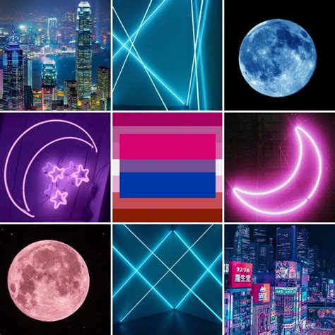 Lgbtq Moodboards — Biromantic Lesbian Moodboard With Moon And Neon