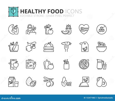 Outline Icons About Healthy Food Stock Vector Illustration Of Detox