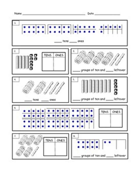1st grade math grouping worksheets. First Grade Tens and Ones Worksheet by Maria Davis | TpT