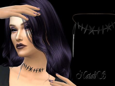 Zombie Stitch Necklace By Natalis Sims 4 Sims 4 Clothing Zombie