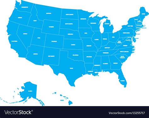Map Of United States Of America With State Names Vector Image