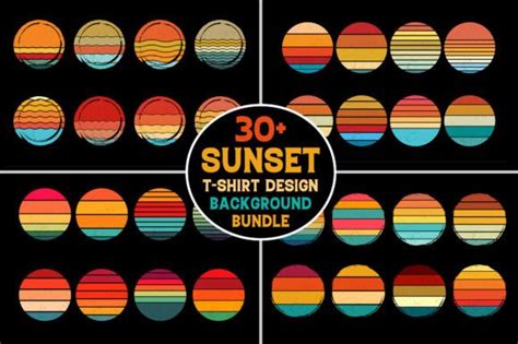 Vintage Retro Sunset T Shirt Design Background Bundle Bundle · Creative
