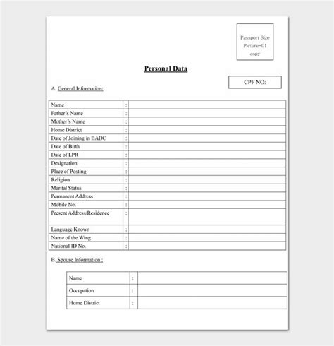 Free 12 Personal Information Forms Pdf Word Excel