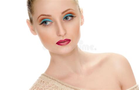 Beautiful Female Face With Bright Fashion Make Up Stock Image Image
