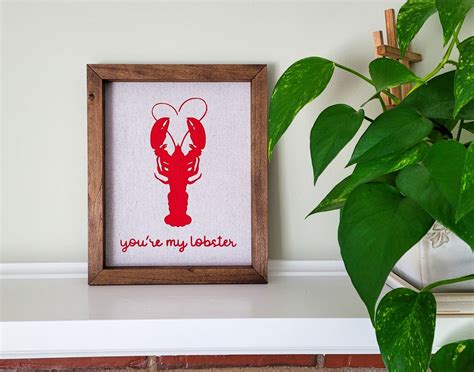 Youre My Lobster Reverse Canvas Handmade Wooden Frame Etsy