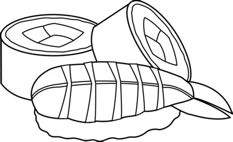 Sushi coloring pages for kids online. Colorable Sushi Line Art - Free Clip Art
