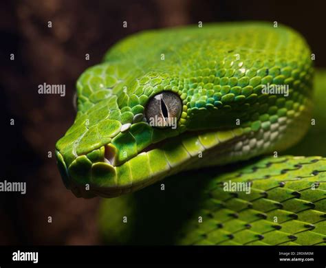 Green Viper Snake Close Up View Stock Photo Alamy