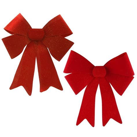 Christmas Velvet Large Bows With Glitters Red 22 Inch 2 Piece