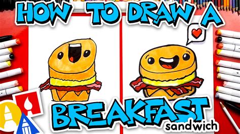 How To Draw A Funny Breakfast Sandwich Art For Kids Hub