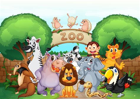 Cartoon Animals At The Zoo Childrens Wall Mural Ohpopsi Wallpaper