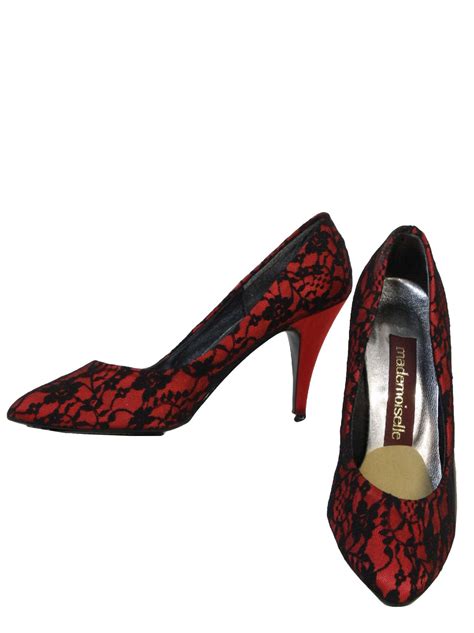 80s Mademoiselle Shoes 80s Mademoiselle Womens Red With Black Lace