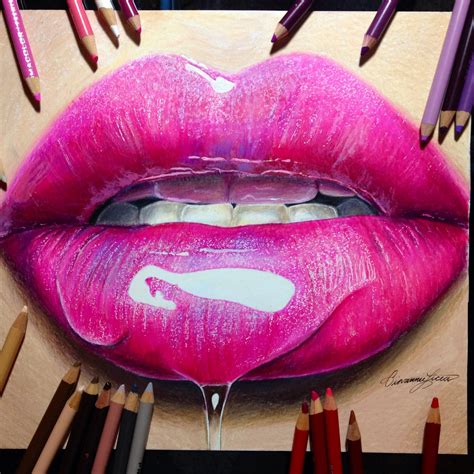 drawing realistic glossy lips lips drawing color pencil art realistic drawings