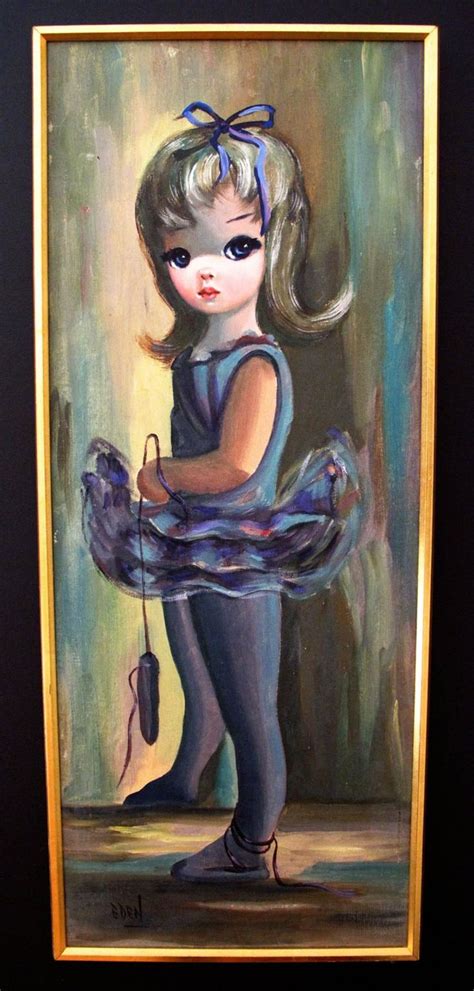 Original 1960s Big Eyed Oil Painting By Eden Signed Etsy Painting