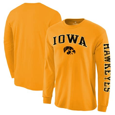 Iowa Hawkeyes Gold Distressed Arch Over Logo Long Sleeve Hit T Shirt