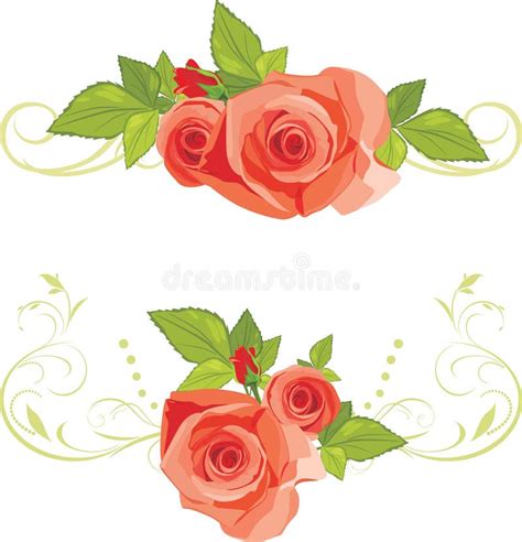 Bouquets Of Roses Decorative Borders Stock Vector Illustration Of