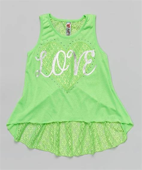 Neon Green Love Hi Low Tank Zulily Girly Outfits Tank Girl Neon