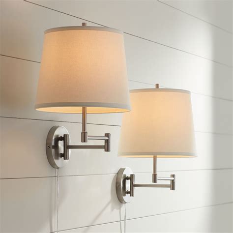 360 Lighting Oray Modern Swing Arm Wall Lamps Set Of 2 Brushed Nickel