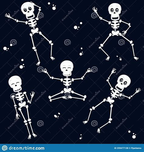 Skeleton Print Happy Halloweenillustration For Kids Holiday Stock