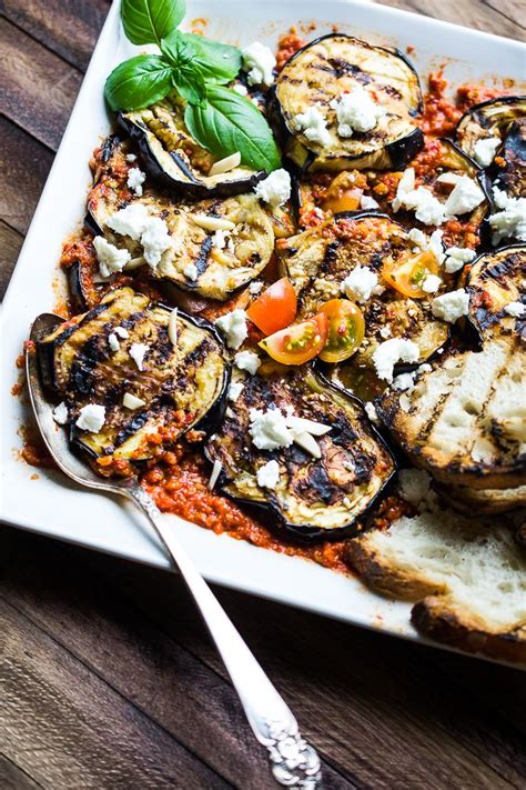 grilled eggplant with romesco sauce yummy vegetable recipes grilled eggplant romesco
