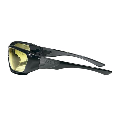 mcr safety ff124 forceflex 1 black frame amber lens safety glasses