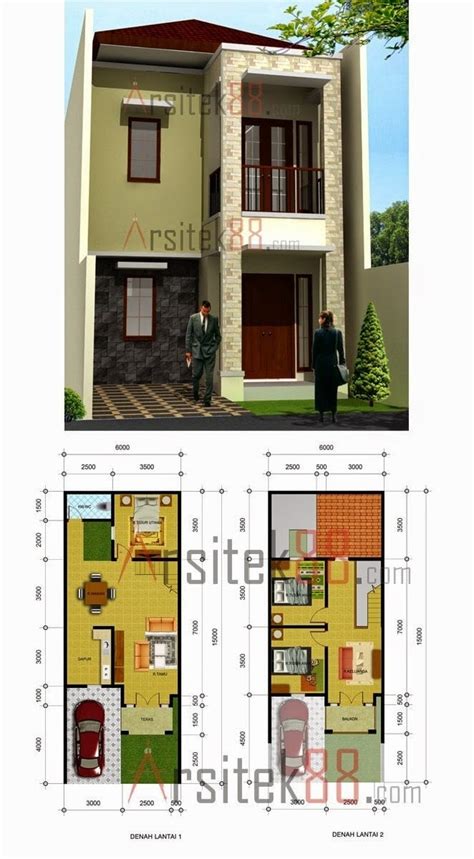 Denah rumah 6x10 dua lantai kreasi rumah. 26 Model Desain Rumah Modern 2 Lantai Ukuran 6X10 Terbaru ...