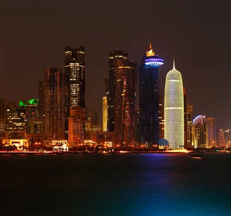 Doha Qatar At Night Is A Beautiful City Skyline Stock Photo By ©sophie