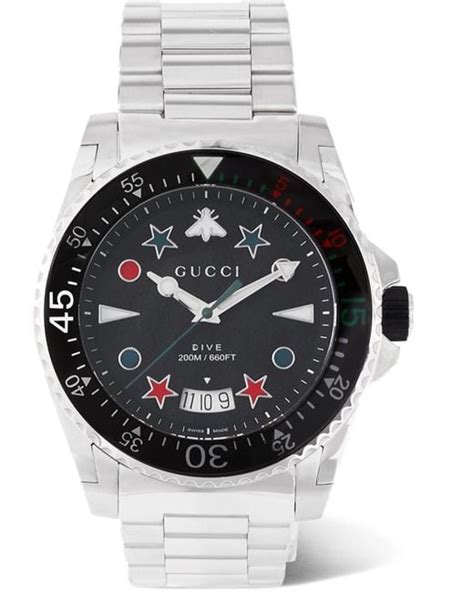 Gucci Dive 45mm Stainless Steel Watch In Black For Men Lyst