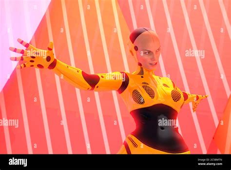 Android Girl Dancing Hip Hop In White Background Cool View 3d