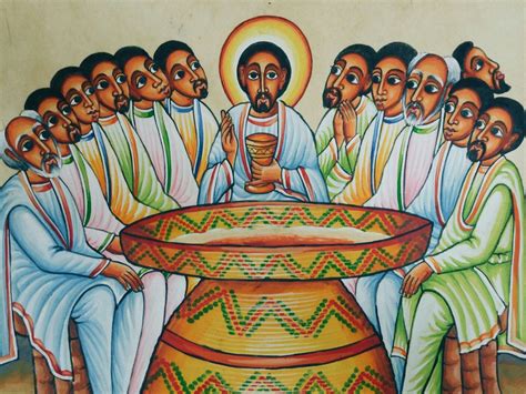 Icon Of The Mysterious Supper From Ethiopia Jesus Icon Last Supper