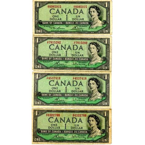4 X 1954 Bank Of Canada One Dollar Bills Schmalz Auctions