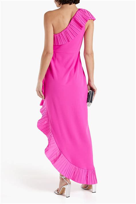 One33 Social One Shoulder Ruffled Woven Gown In Fuchsia Modesens