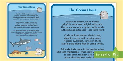 Under The Sea Poem The Ocean Home Teacher Made Twinkl