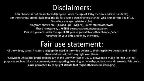 Disclaimer And Fair Use Youtube