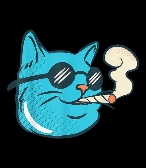 Stoned Cat Smoking Joint 420 T Weed Cannabis Ma Digital Art By Thanh