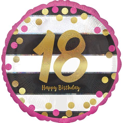 Anagram Happy 18th Birthday Round Foil Helium Balloon 18 Holographic