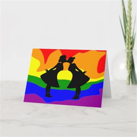 Lesbian Couple Silhouette Birthday Greeting Card