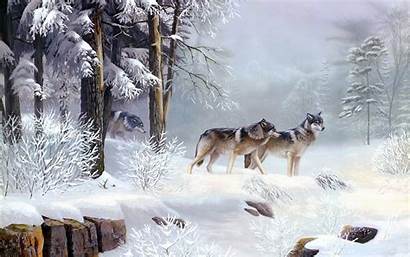 Forest Winter Wolf Snow Animals Desktop Goodwp