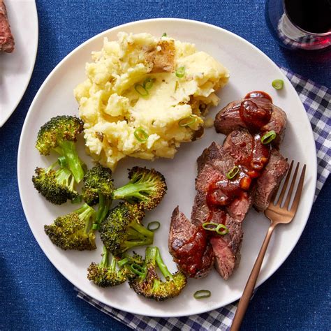 Recipe Seared Steaks And Loaded Mashed Potatoes With Roasted Broccoli