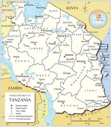 Administrative Map Of Tanzania Nations Online Project