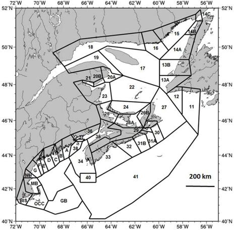 Rough Plot Of Boundaries Of Canadian Lobster Fishing Areas Lfas And
