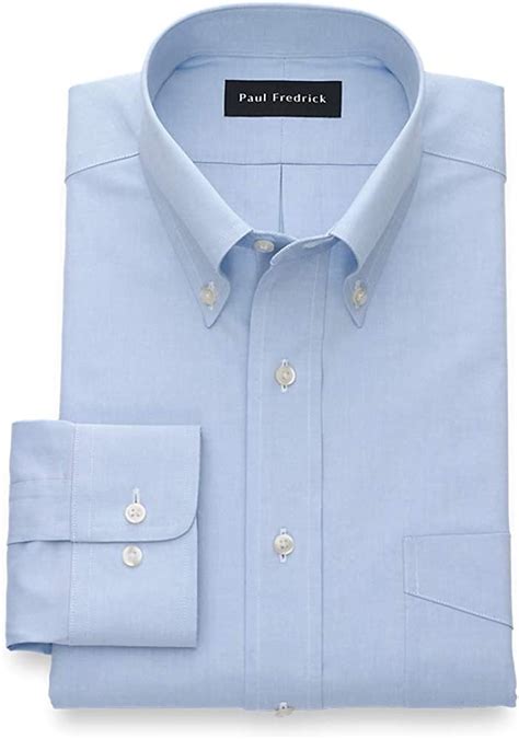 Paul Fredrick Mens Tailored Fit Non Iron Cotton Solid Point Collar