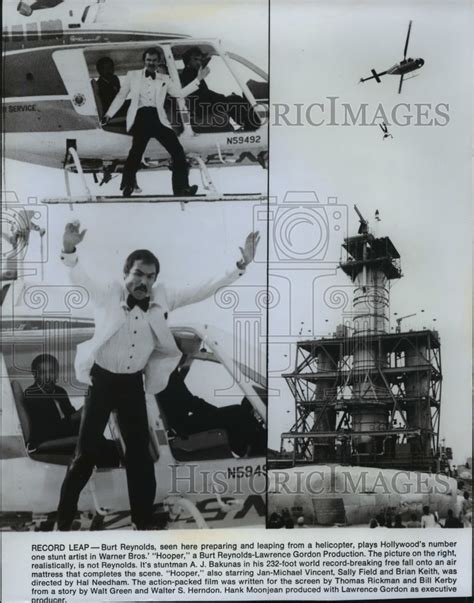 1978 Burt Reynolds And Stuntman Leaping From Helicopter In Hooper Historic Images