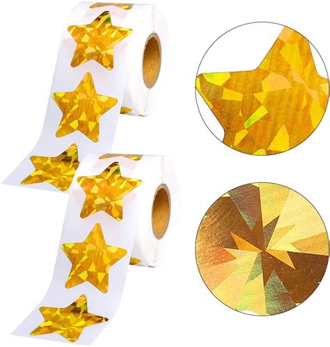 2 Rolls Large Gold Star Stickers For Kids Reward Gold Metallic Star