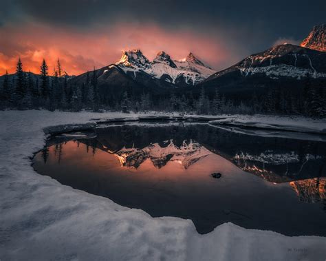 Expose Nature Sunrise At Three Sisters Canmore Alberta 5946x4756 Oc