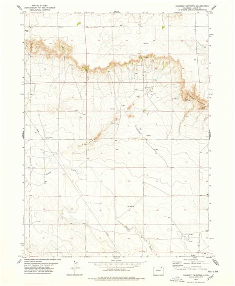 Classic Usgs Chimney Canyons Colorado 75x75 Topo Map Mytopo Map Store