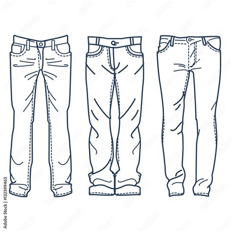 Drawing Blue Jeans Vector Illustration Outline Mens Jeans Clip Art