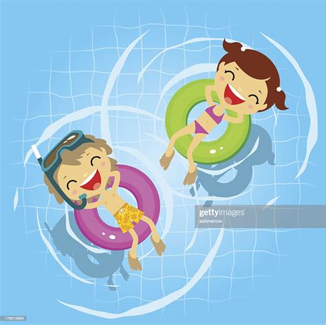 Two Kids In The Swimming Pool High Res Vector Graphic Getty Images