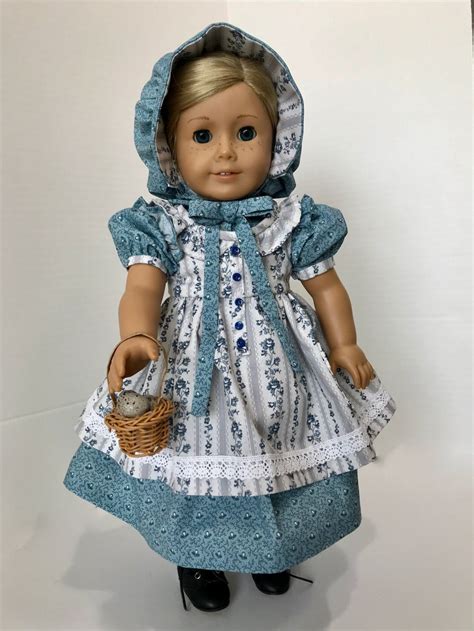 American Girl Doll Outfit Blue With Bluewhite Stripes Etsy