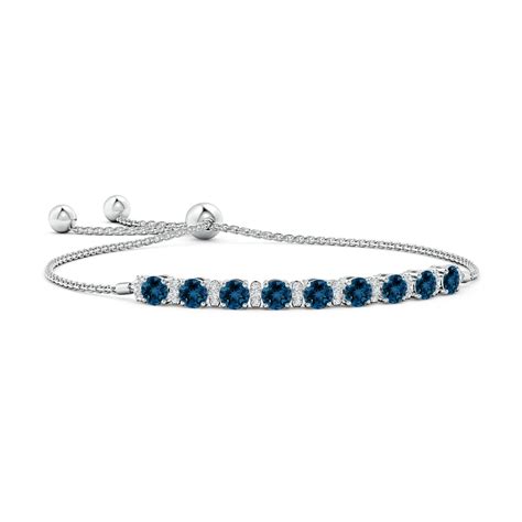 London Blue Topaz Bolo Bracelet With Diamond Accents Angara